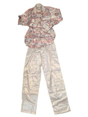 vintage Kathryn women's Victorian‎ satin pajama set sz small NWT
